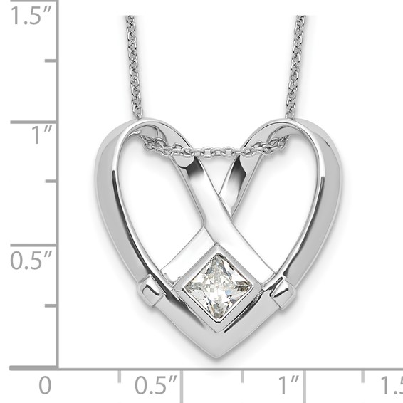 Sentimental Expressions Sterling Silver Rhodium-plated CZ Captivated 18in. Necklace