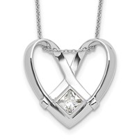 Sentimental Expressions Sterling Silver Rhodium-plated CZ Captivated Necklace, 18" view 1