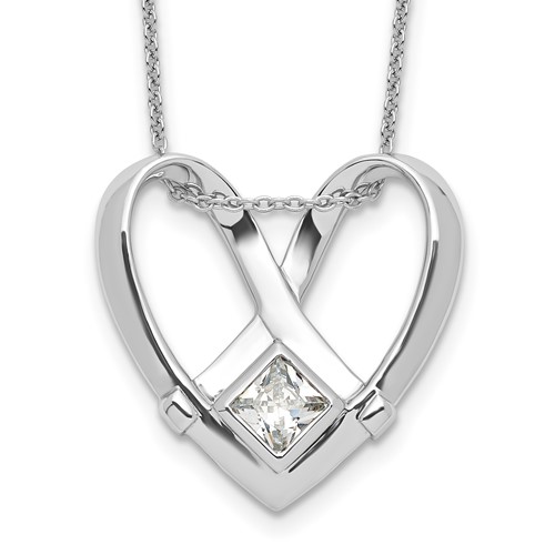 Sentimental Expressions Sterling Silver Rhodium-plated CZ Captivated Necklace, 18"