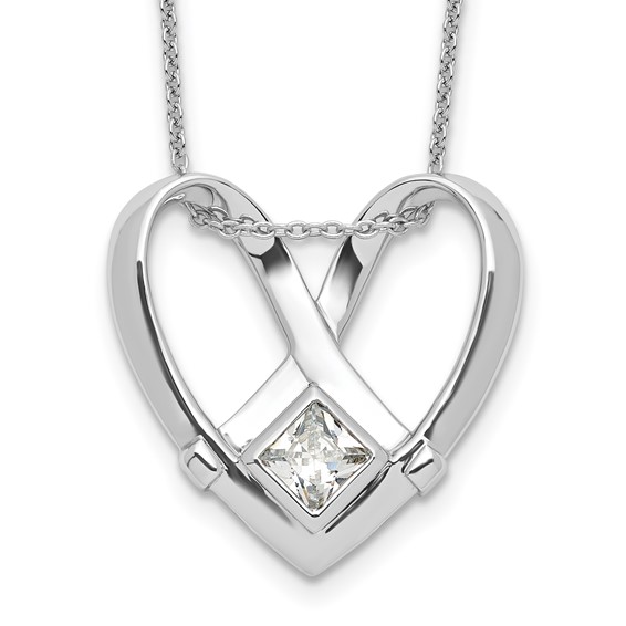 Sentimental Expressions Sterling Silver Rhodium-plated CZ Captivated 18in. Necklace