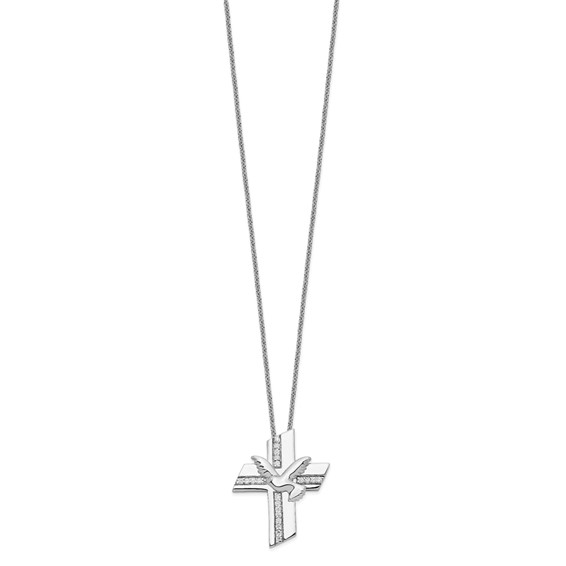 Sentimental Expressions Sterling Silver Rhodium-plated CZ Confirmation Blessings 18in. Necklace