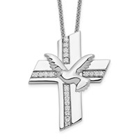 Sentimental Expressions Sterling Silver Rhodium-plated CZ Confirmation Blessings 18in. Necklace view 1