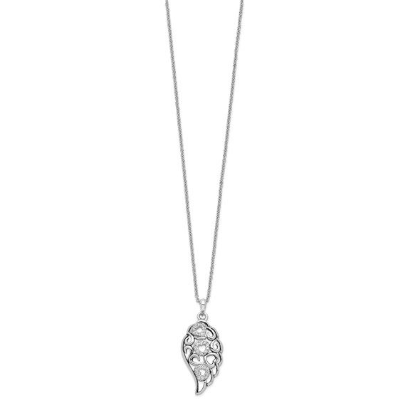 Sentimental Expressions Sterling Silver Rhodium-plated CZ Wind Beneath My Wings 18in. Necklace