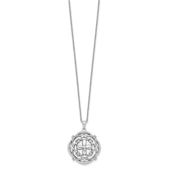 Sentimental Expressions Sterling Silver Rhodium-plated CZ A Time For Miracles 18in. Necklace