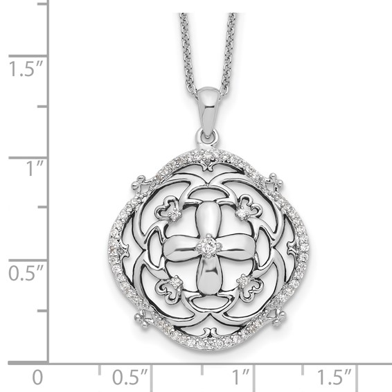 Sentimental Expressions Sterling Silver Rhodium-plated CZ A Time For Miracles 18in. Necklace