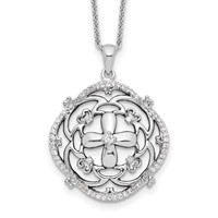 Sentimental Expressions Sterling Silver Rhodium-plated CZ a Time for Miracles Necklace, 18" view 1
