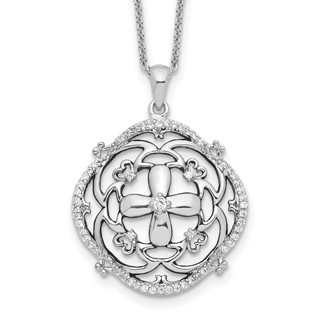 Sentimental Expressions Sterling Silver Rhodium-plated CZ A Time For Miracles 18in. Necklace