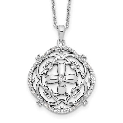 Sentimental Expressions Sterling Silver Rhodium-plated CZ a Time for Miracles Necklace, 18"