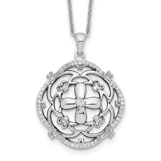 Sentimental Expressions Sterling Silver Rhodium-plated CZ A Time For Miracles 18in. Necklace