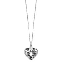 Sentimental Expressions Sterling Silver Rhodium-plated Antiqued Grieving Heart Ash Holder 18 Inch Necklace view 2