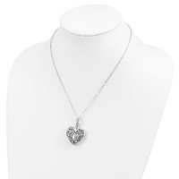 Sentimental Expressions Sterling Silver Rhodium-plated Antiqued Grieving Heart Ash Holder 18 Inch Necklace view 4
