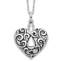 Sentimental Expressions Sterling Silver Rhodium-plated Antiqued Grieving Heart Ash Holder 18 Inch Necklace view 1