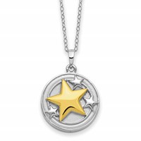 Sentimental Expressions Sterling Silver Rhodium-plated Gold-plated Your Brightest Star Ash Holder Necklace, 18" view 1