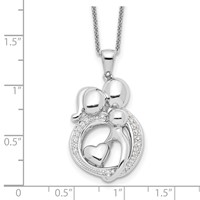 Sentimental Expressions Sterling Silver Rhodium-plated CZ Family of 3 Gathering Necklace, 18" view 3