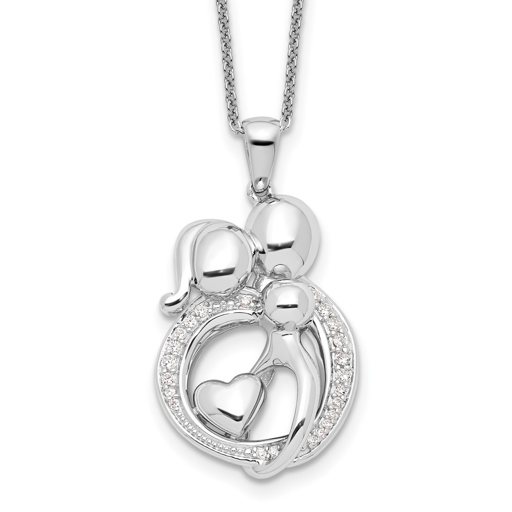Sterling Silver CZ Family of 3 Gathering 18in. Necklace