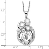 Sentimental Expressions Sterling Silver Rhodium-plated CZ Family of 4 Gathering Necklace, 18" view 5