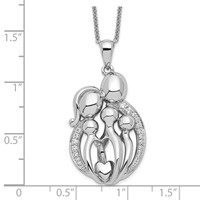 Sentimental Expressions Sterling Silver Rhodium-plated CZ Family of 5 Gathering Necklace, 18" view 5