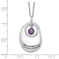 Sentimental Expressions Sterling Silver Rhodium-plated Antiqued CZ for You Grandma Necklace, 18" view 3