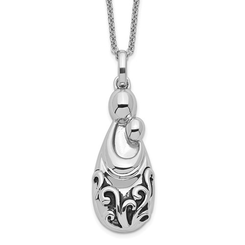 Sentimental Expressions Sterling Silver Rhodium-plated Mother's Pride and Joy Necklace, 18"