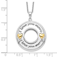 Sentimental Expressions Sterling Silver Gold-plated Antiqued CZ I Love You More Necklace, 18" view 4
