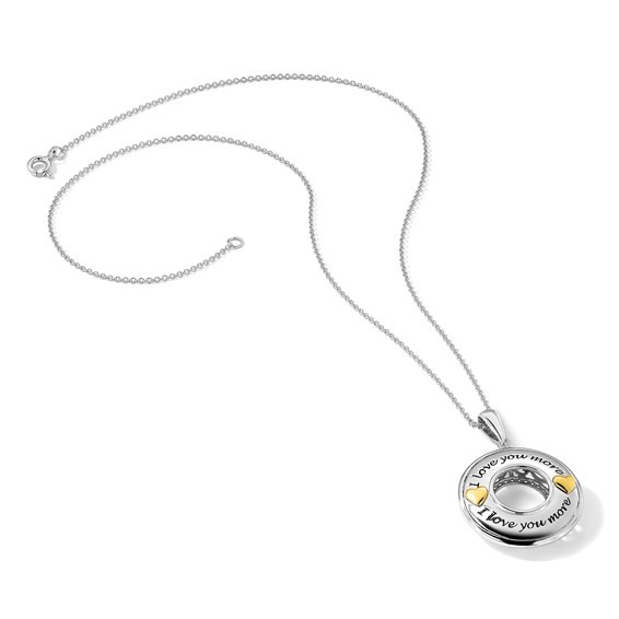 Sentimental Expressions Sterling Silver Gold-plated Antiqued CZ I Love You More 18in. Necklace