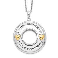 Sentimental Expressions Sterling Silver Gold-plated Antiqued CZ I Love You More Necklace, 18" view 1