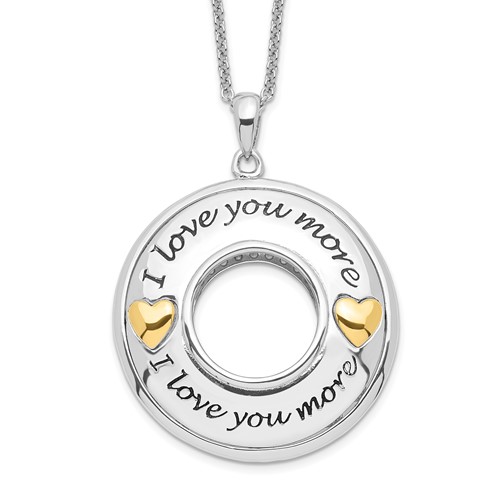 Sentimental Expressions Sterling Silver Gold-plated Antiqued CZ I Love You More Necklace, 18"