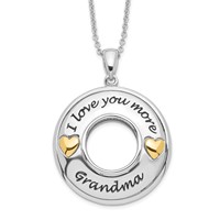 Sentimental Expressions Sterling Silver Gold-plated Antique CZ I Love You More Grandma Necklace, 18" view 1