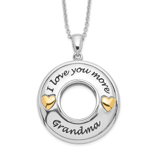 Sentimental Expressions Sterling Silver Gold-plated Antique CZ I Love You More Grandma Necklace, 18"
