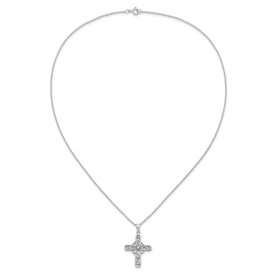 Sentimental Expressions Sterling Silver Rhodium-plated Prayer Cross 18in. Necklace