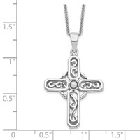 Sentimental Expressions Sterling Silver Rhodium-plated Prayer Cross Necklace, 18" view 3