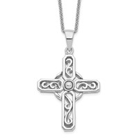 Sentimental Expressions Sterling Silver Rhodium-plated Prayer Cross Necklace, 18" view 1
