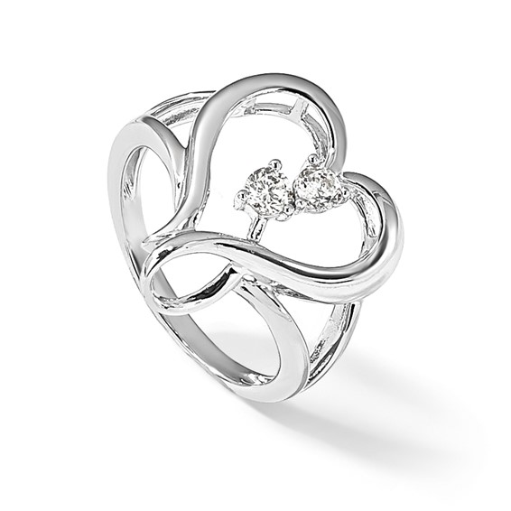 Sentimental Expressions Sterling Silver Rhodium-plated CZ Pure In Spirit Ring