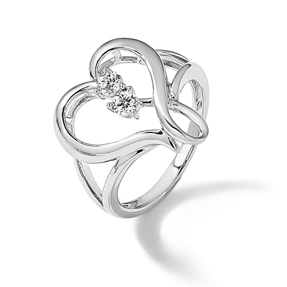 Sentimental Expressions Sterling Silver Rhodium-plated CZ Pure In Spirit Ring