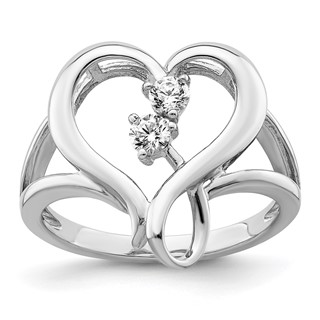 Sentimental Expressions Sterling Silver Rhodium-plated CZ Pure In Spirit Ring