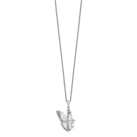 Sentimental Expressions Sterling Silver Rhodium-plated CZ Never Give Up Butterfly Necklace, 18" view 2