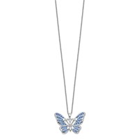 Sentimental Expressions Sterling Silver Rhodium-plated Crystal Never Give Up Butterfly Necklace, 18" view 2