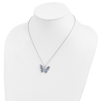 Sentimental Expressions Sterling Silver Rhodium-plated Crystal Never Give Up Butterfly Necklace, 18" view 5