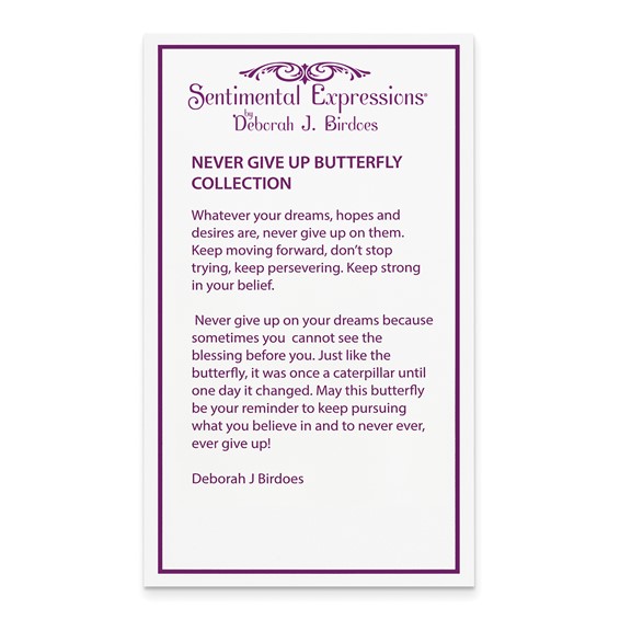 Sentimental Expressions Sterling Silver Rhodium-plated Crystal Never Give Up Butterfly 18in Necklace