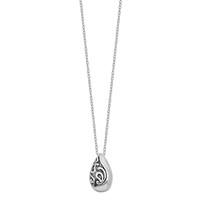 Sentimental Expressions Sterling Silver Rhodium-plated Antiqued Teardrop Ash Holder Necklace, 18" view 2