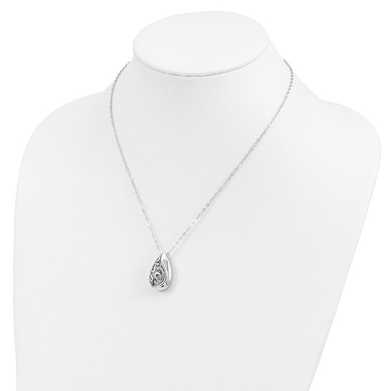 Sentimental Expressions Sterling Silver Rhodium-plated Antiqued Teardrop Ash Holder 18 Inch Necklace