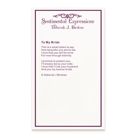 Sterling Silver CZ To My Bride 17.5in. Necklace w/ 3/4in. ext