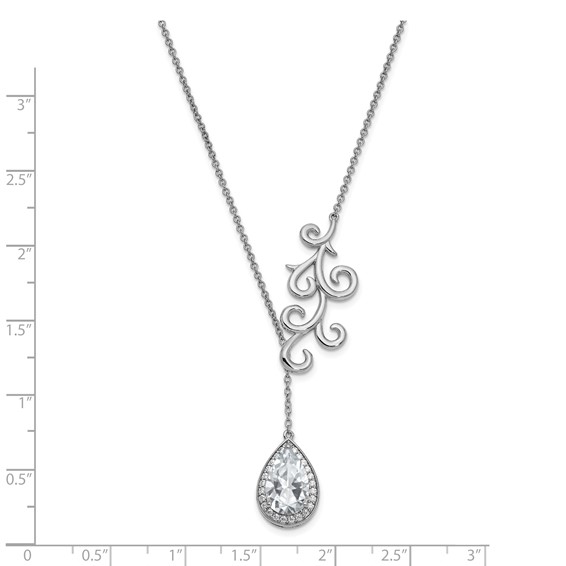 Sterling Silver CZ To My Bride 17.5in. Necklace w/ 3/4in. ext