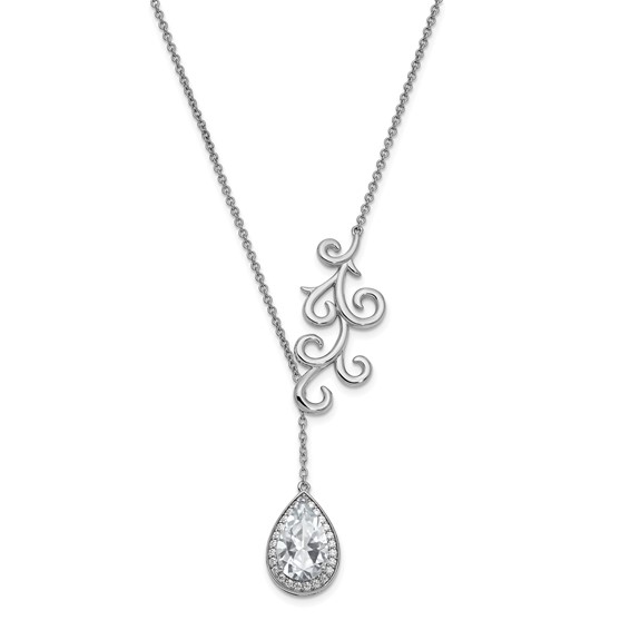 Sterling Silver CZ To My Bride 17.5in. Necklace w/ 3/4in. ext