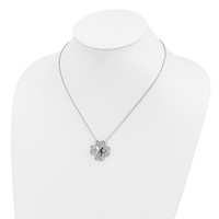 Sentimental Expressions Sterling Silver Rhodium-plated CZ Antiqued You Are My Refuge Necklace, 18" view 5