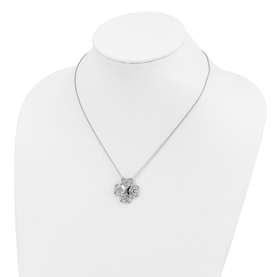 Sentimental Expressions Sterling Silver Rhodium-plated CZ Antiqued You Are My Refuge 18in. Necklace