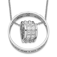Sentimental Expressions Sterling Silver Rhodium-plated CZ Antiqued Mother and Daughter Necklace, 18" view 1