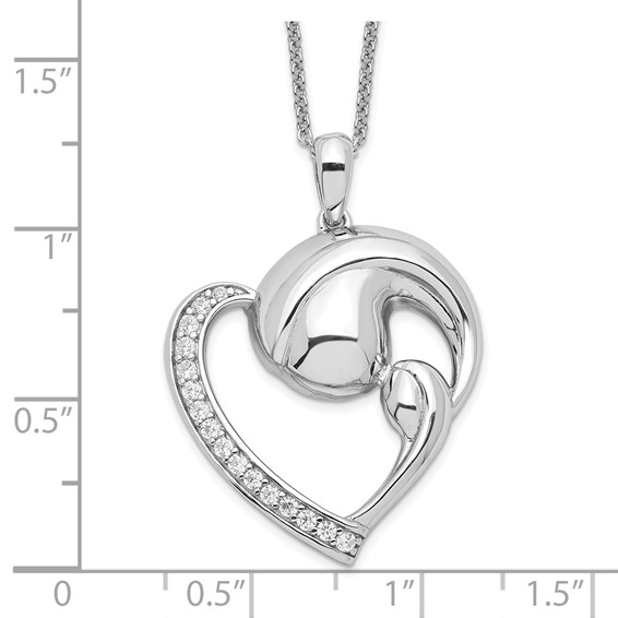 Sentimental Expressions Sterling Silver Rhodium-plated CZ Motherhood 18in. Necklace