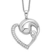 Sentimental Expressions Sterling Silver Rhodium-plated CZ Motherhood Necklace, 18" view 1