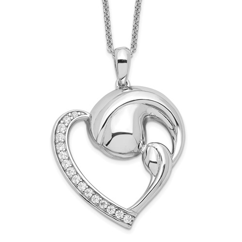 Sentimental Expressions Sterling Silver Rhodium-plated CZ Motherhood Necklace, 18"